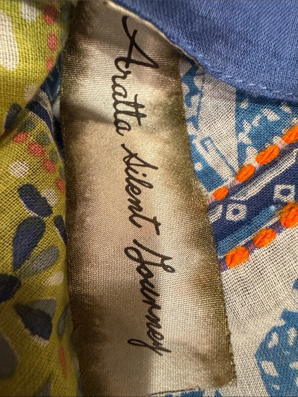 Aratta Silent Journey Blue & Yellow Printed Women's Scarf Wrap